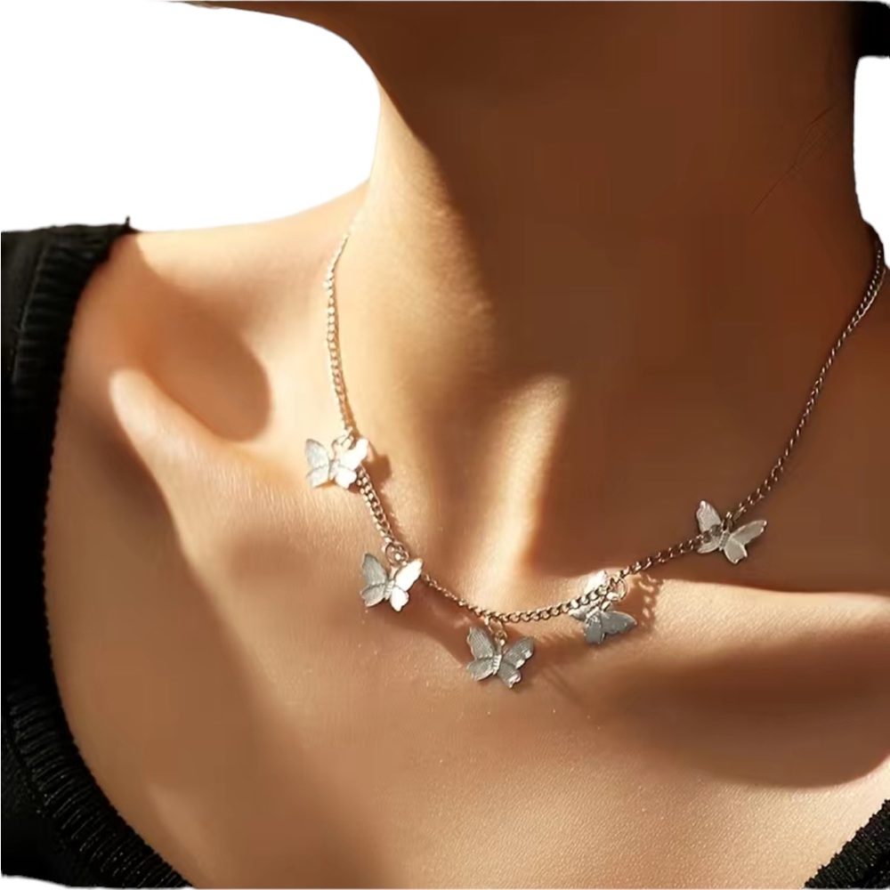 Silver Butterfly Charm Adjustable Necklace